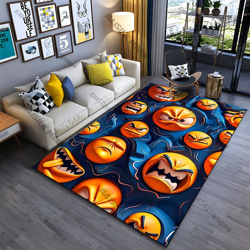 Angry expressive emoticon faces carpet Yoga living room room decor children's crawling mat doormat area rug games mat