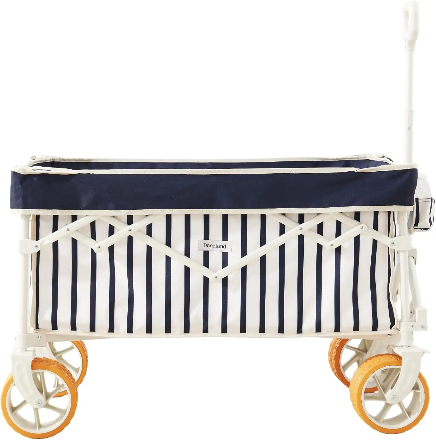 Beach & Camping Use, Heavy-Duty Fabric, Navy Stripe, Foldable with Large Capacity Easy-Pull Wagon