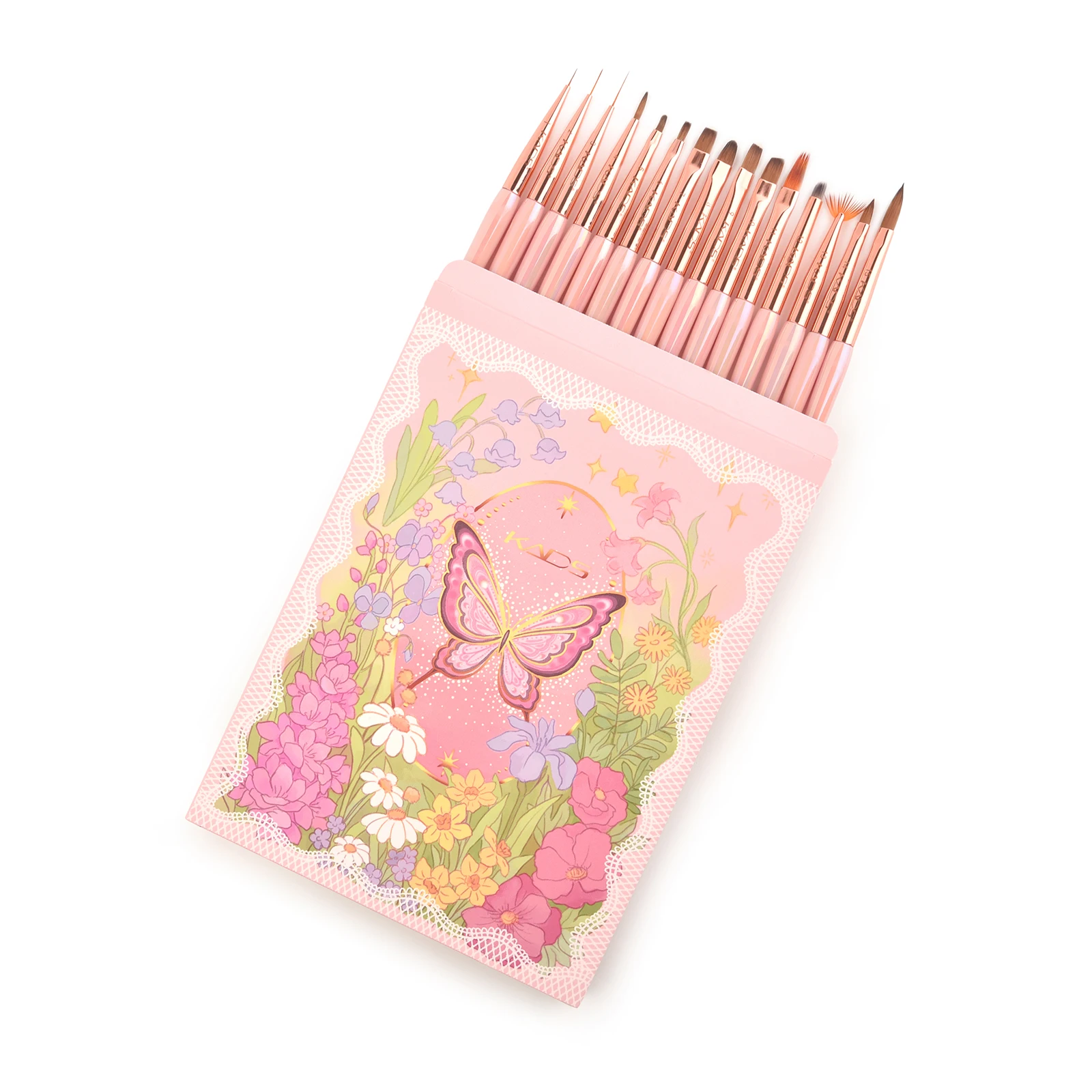

KADS Acrylic UV Nail Art Brush Set 15Pcs Gel French Pink Professional Manicure Tools High Quality Painting Drawing Brush
