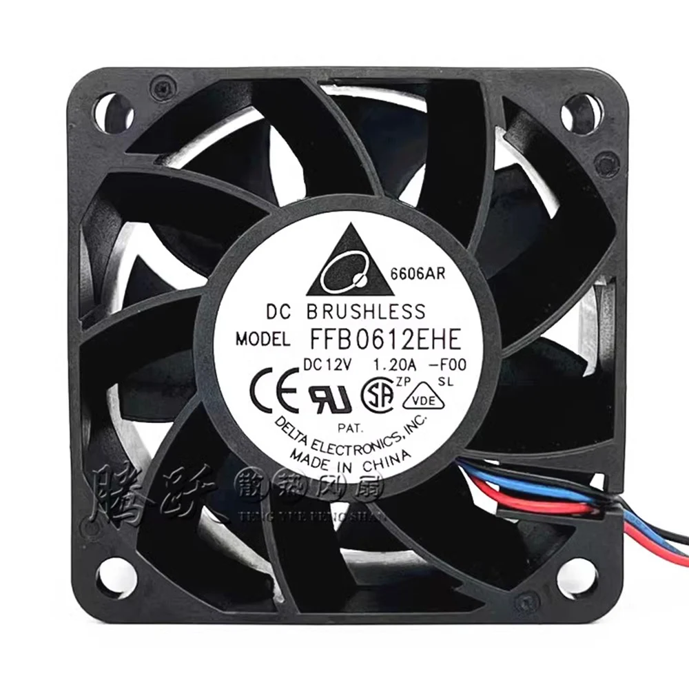 for Delta  6cm FFB0612EHE 6038 60mm 3 wire dual ball bearing cooling fan 12V 1.2A 60*60*38mm