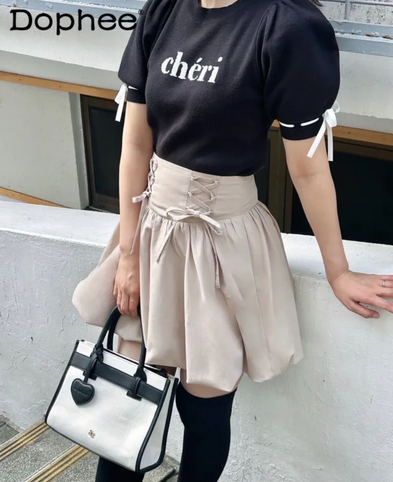 

2026 New Japanese Sweet Girl Bowknot Skirt Daily Versatile Cute Princess Style Puffy Skirt