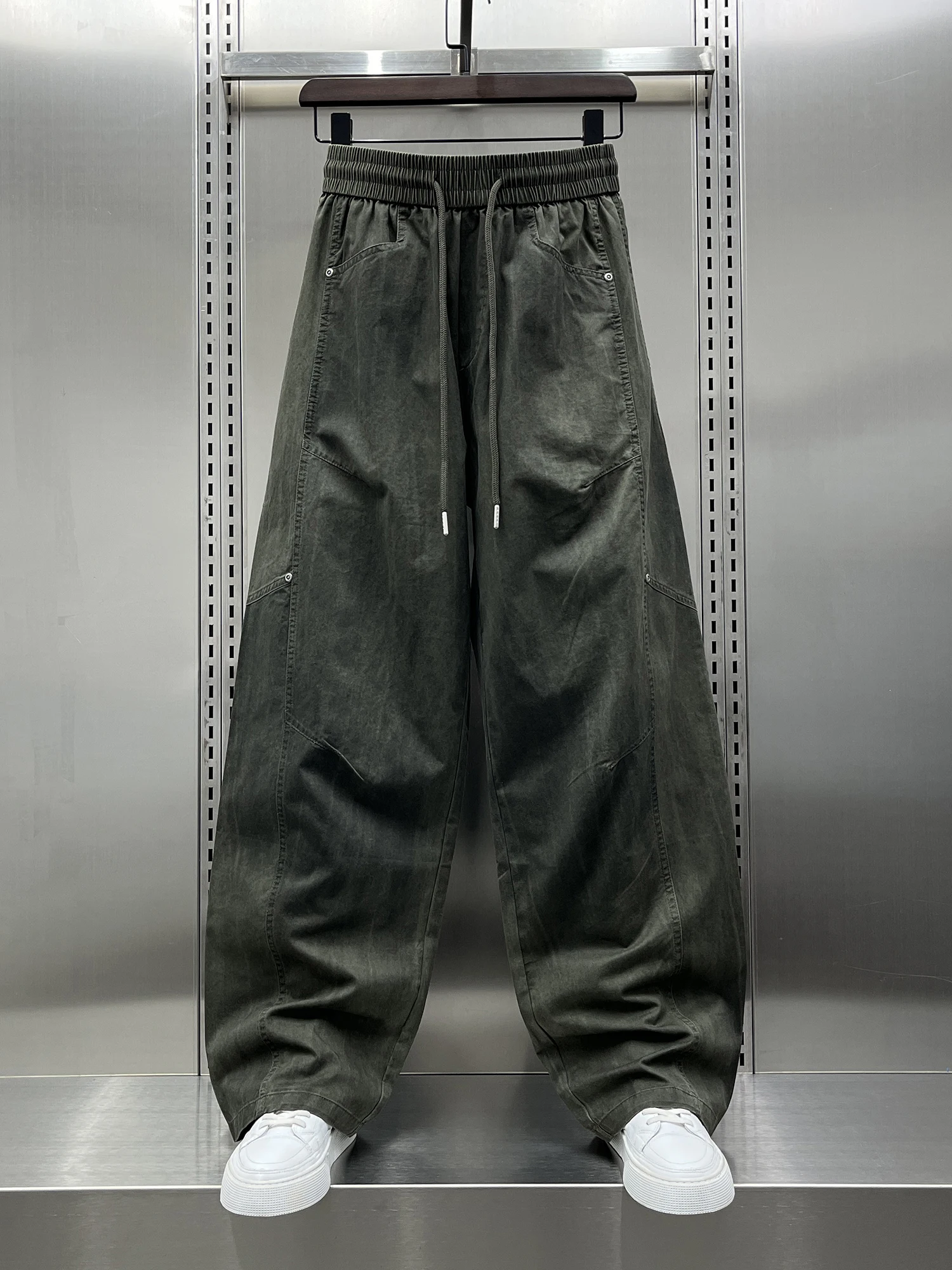 

Loose Straight Leg Men's Casual Pants Spring New Sle Trendy Splicing Dyed Rope Trousers Korean Version Youth Vitali Sle