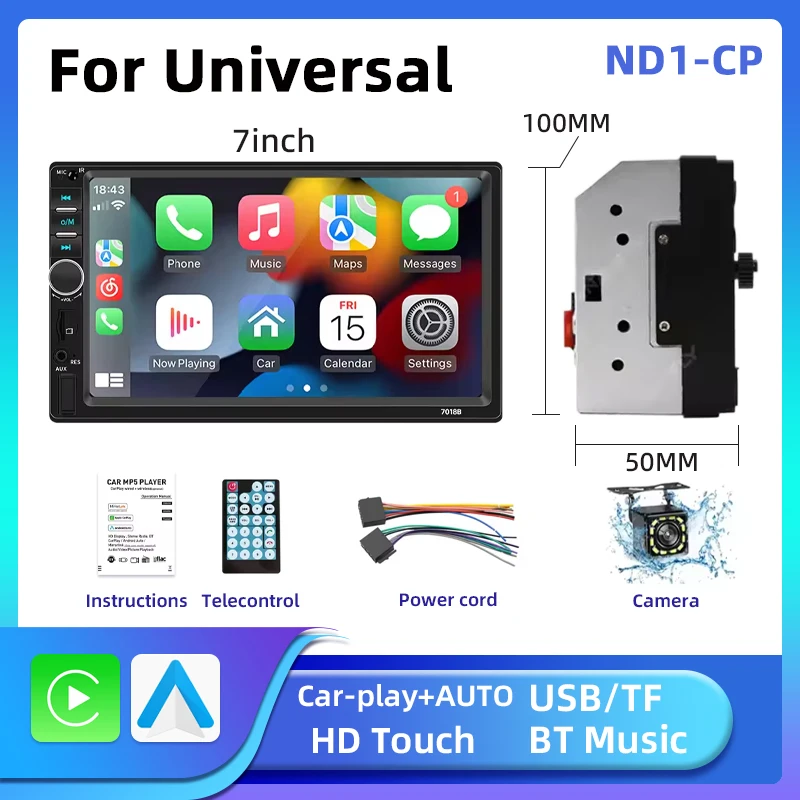 Jodofo 2 Din MP5-плеер Автомобильный радиоприемник для универсального авторадио Мультимедийный плеер 2DIN Авто аудио USB BT TF-карта 7-дюймовый HD сенсорный экран