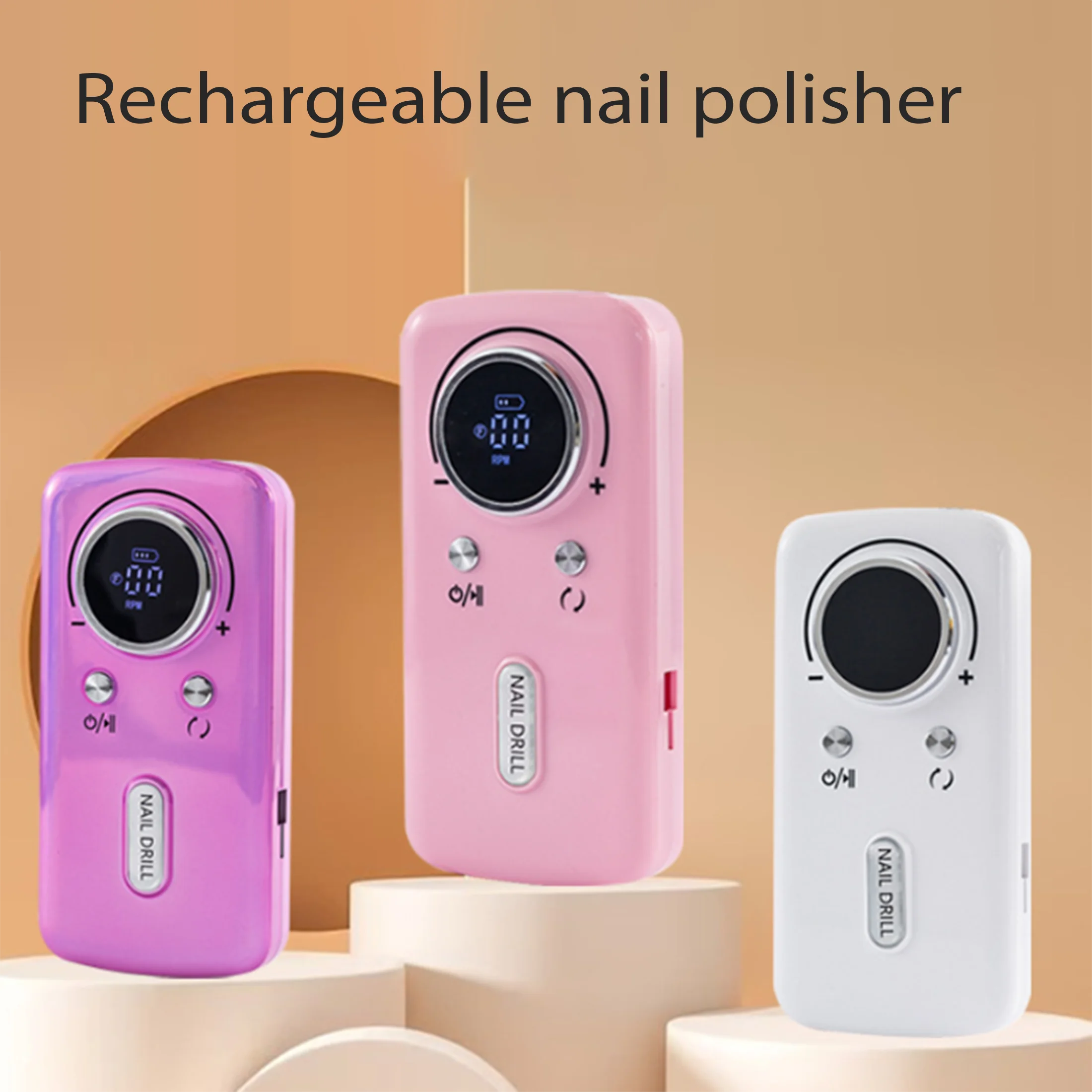 

[Portable Nail Drill]chargesRPMElectricNailDrillMultiSpeedControlwithInterchangeable BitsCompactDesignforGelNails,Manicure,
