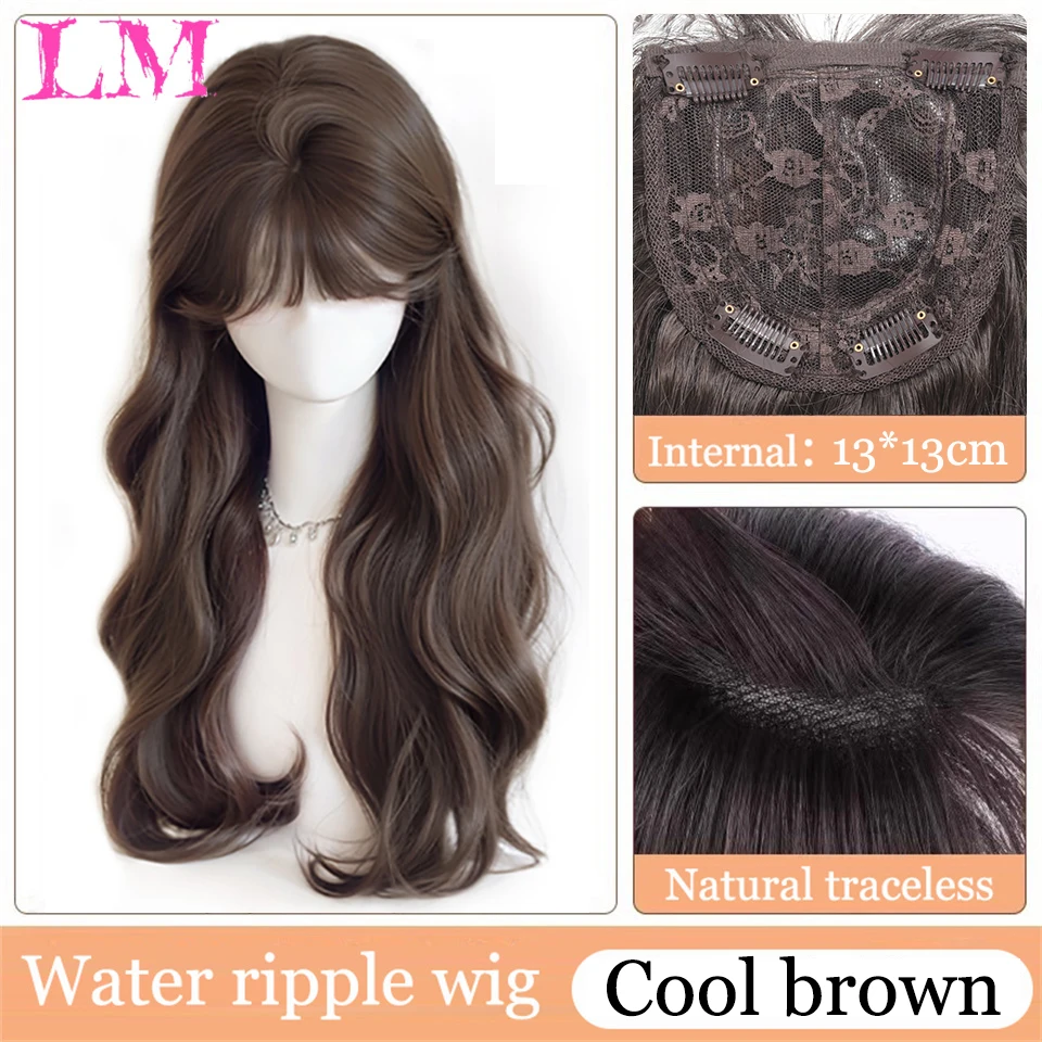 وصلات شعر صناعية بمشبك علوي من LM مع غرة للنساء تزيد من كمية الشعر على الجزء العلوي من غطاء الرأس Wh #6