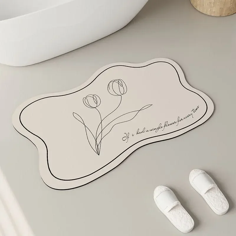 

Cream Wind Diatom Mud Bathroom Floor Mat Household Toilet Door Non-slip Mat Toilet Door Water Absorbing Quick Drying Foot Mat