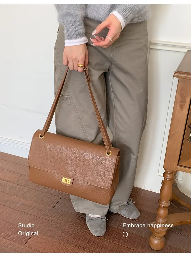 Bolso tipo cubo para mujer, diseño vertical de un solo asa, tapa abatible ancha, diseño sencillo y elegante, adecuado para adultos de 20 a 60 años.