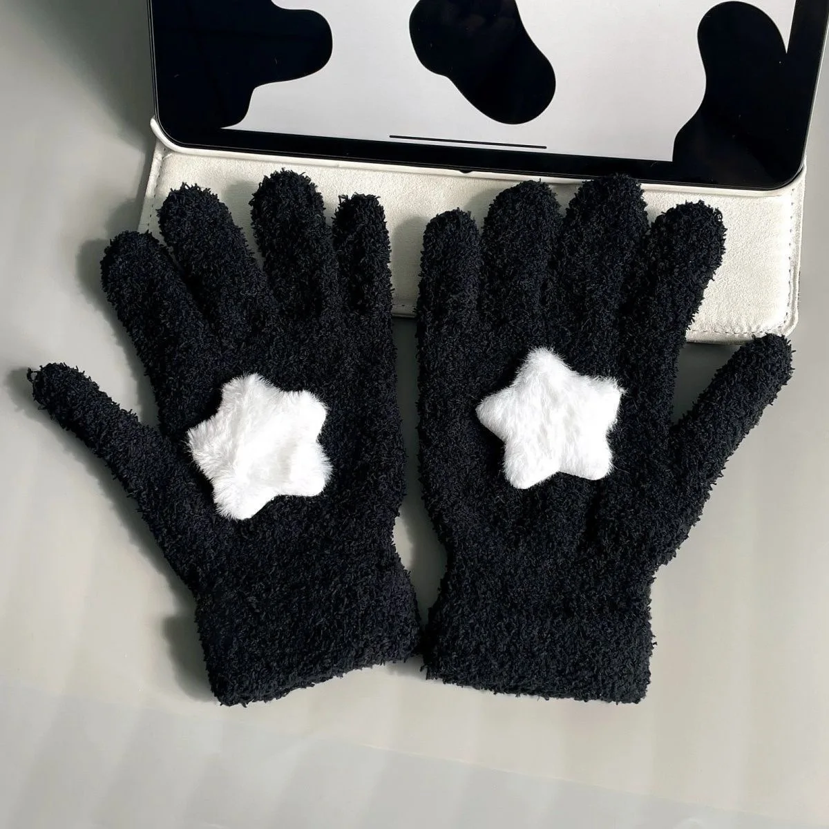 1 Pair Star Plush Gloves Women Winter Warm Knitted Glove Korean Student Split Finger Gloves Girls Cycling Touchscreen Mittens