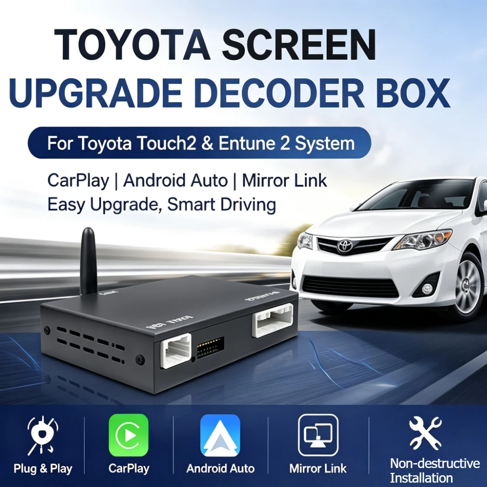 Wireless CarPlay Android Auto Retrofit Kit for Toyota 2014-2019 Touch2 Entune 2 OEM Screen Upgrade Decoder Box