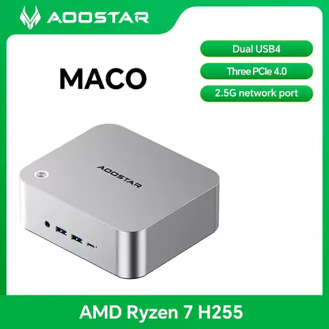 AOOSTAR MACO Mini PC AMD Ryzen 7 8845hs/h255 Dual DDR5 5600MHz SSD PCIe4.0BT 5.2 Dual 2.5G LAN OCulink for Desktop