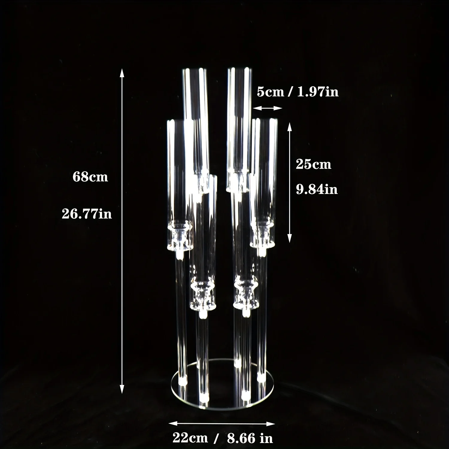 1PC 6 Arms Clear Acrylic Candle Holder, Wedding Decoration Candlestick Table Decoration Centerpiece Candelabra,Western