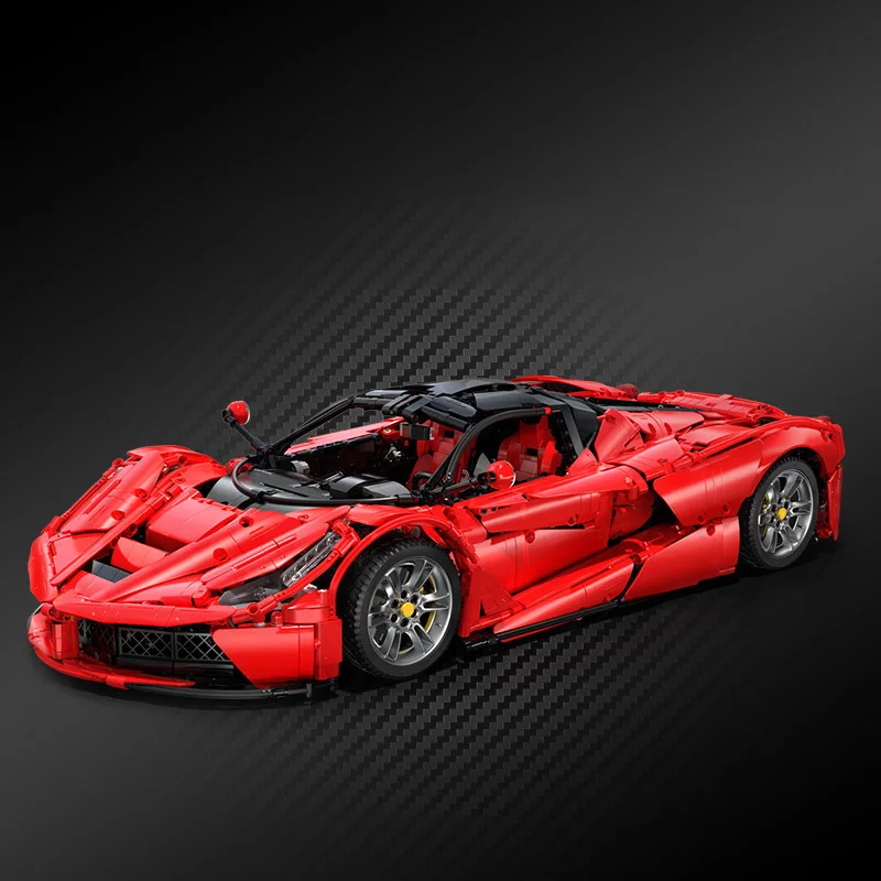 Red LaFerrari sports car, creative static model, challenging assembly model, educational toy figurine, birthday gift