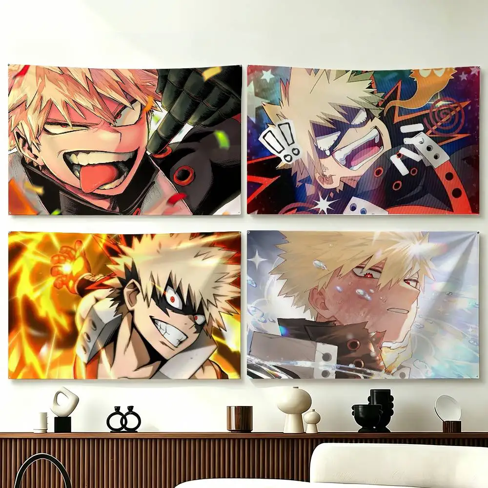 Katsuki Bakugo Japanese Anime Flags Wall Hanging Tapestry Outdoor Garage Room Decorative flag Background Blanket