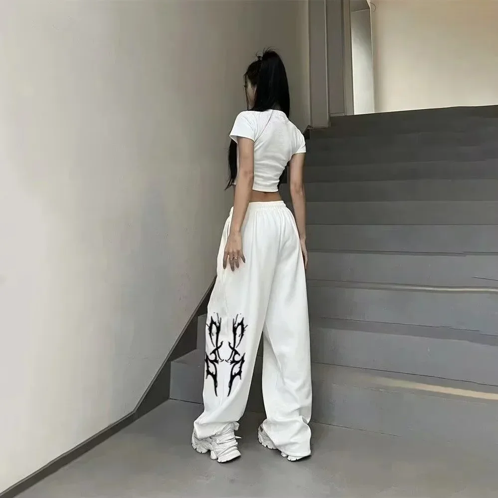 American Loose Straight Hip Hop Jazz Dance Sweatpants 3D Printed Quick Drying Wide Leg Casual Lazy Style Printed Sports Trousers
