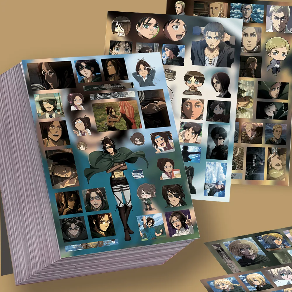 8pc Attack on Titan Sticker Board Mikasa·Ackerman Eren Jaeger Anime Hot Blooded Character Collage Material Pack Sticker