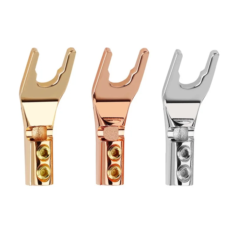 

4 шт. позолоченные медные штекеры типа «банан» U/Y, высококачественный разъем типа «банан», разъем провода динамика с двойными винтовыми замками