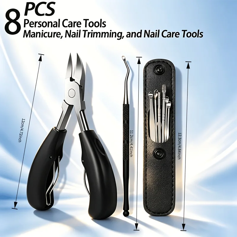 8pcs Professional Foot And Nail Personal Care Tool Set Stainless Steel Material Nail Care Tools Heavy-Duty Nail Clippers