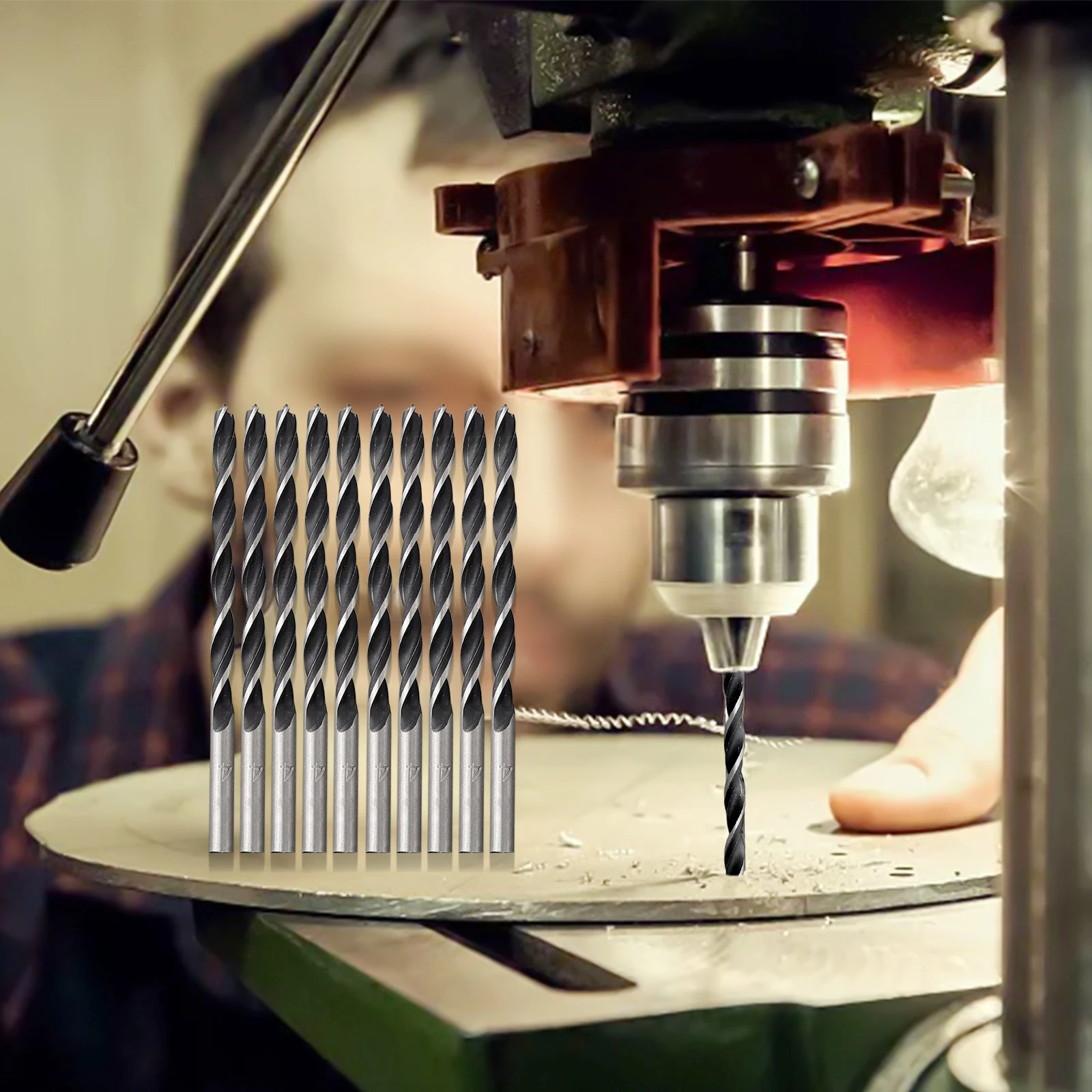 

10 шт. спиральная дрель, ручная дрель, 75 мм, деревообрабатывающий открывалка для отверстий, диаметр 4 мм, сверла по дереву с центральной точкой для твердых пород, пластика, акрила