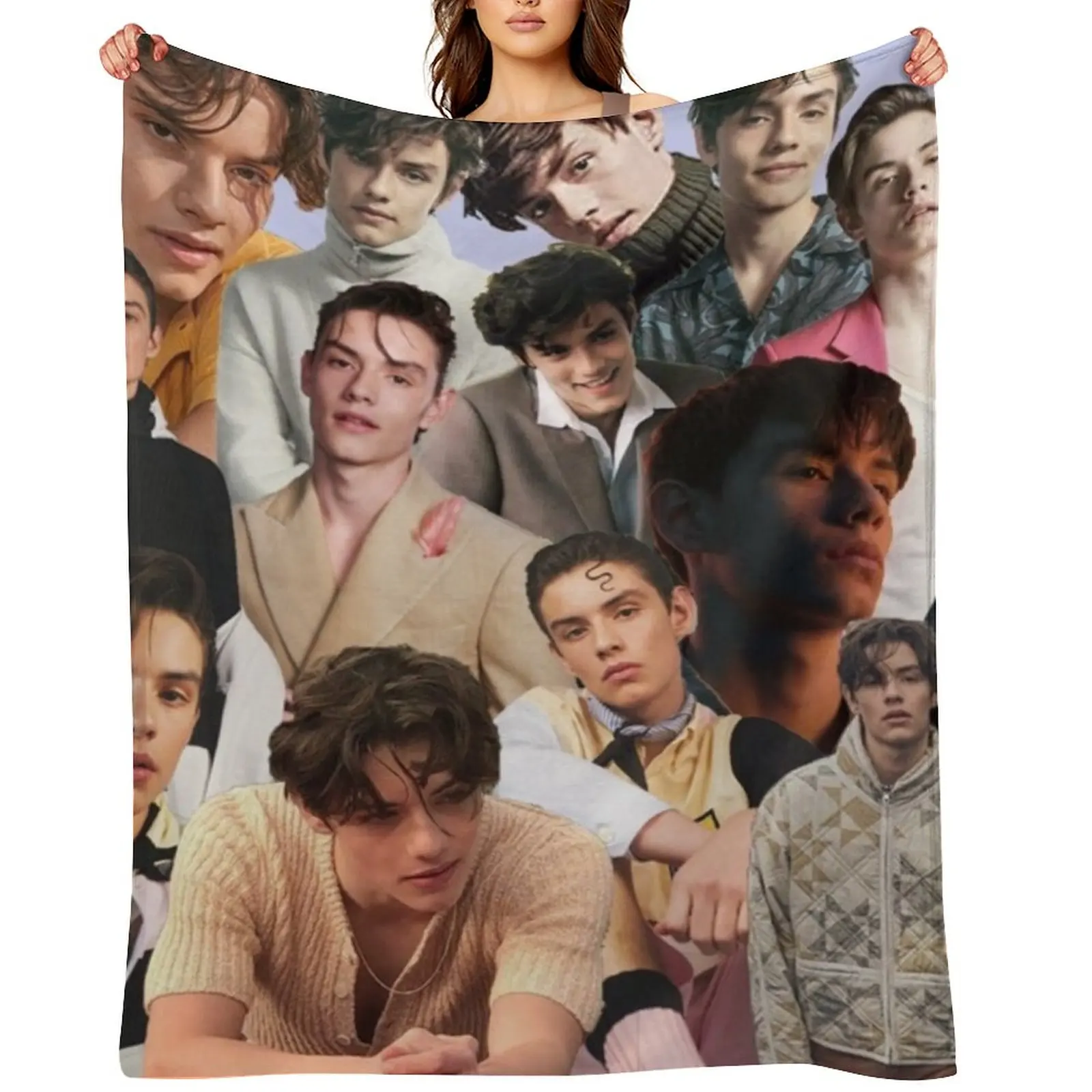 

Louis Partridge Photo Collage Throw Blanket Giant Sofa Flannel Fabric Thin Baby Blankets