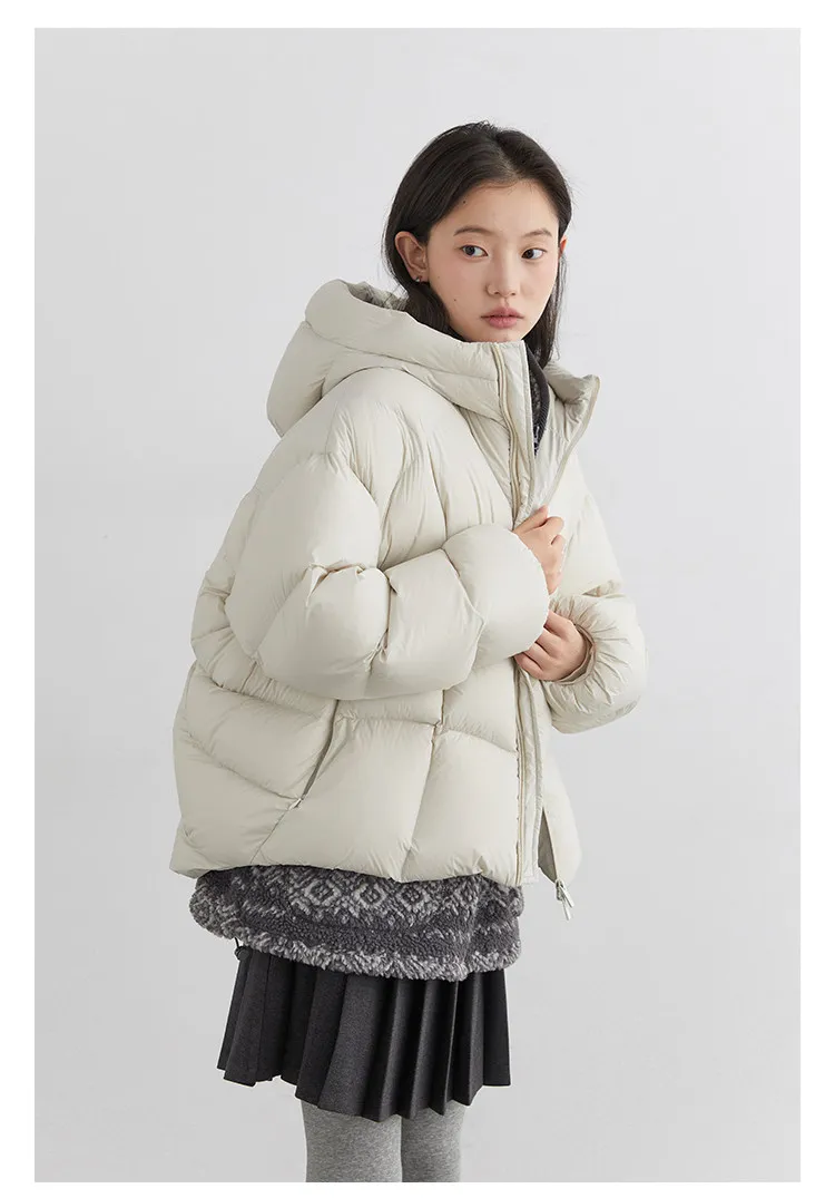 CHIC VEN Fashion Women Down Coats Solid Short Loose Casual Hooded Female Down Jacket 90 White Duck Down Autumn Winter 2025