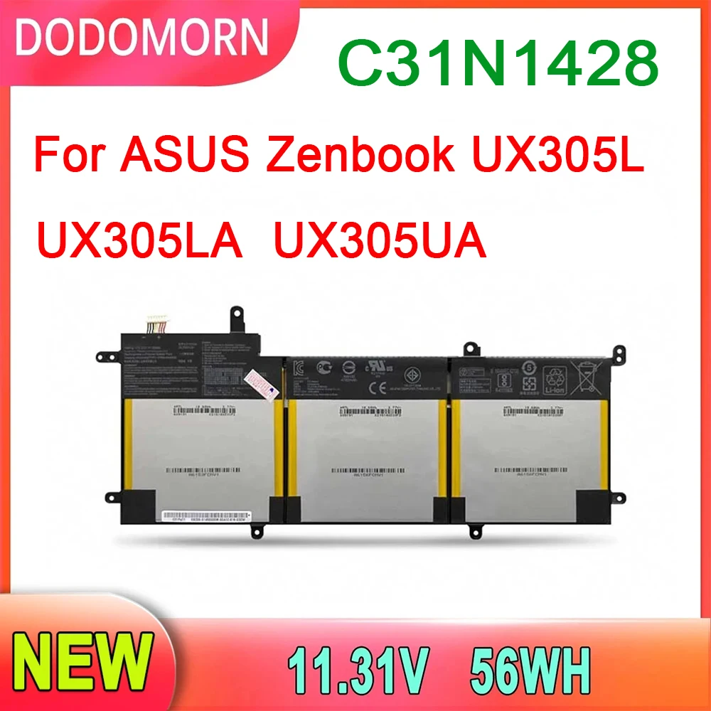 

Аккумулятор DODOMORN C31N1428 для ноутбука ASUS Zenbook UX305L UX305LA UX305UA, запасные части серии 3ICP5/91/91 56WH 11,31 в