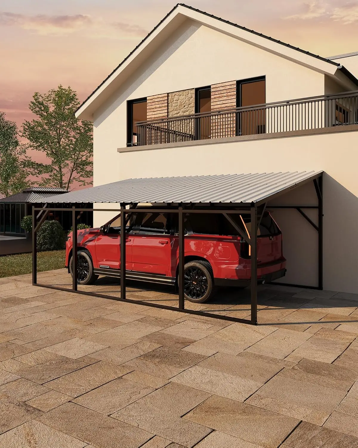 Heavy Duty 13X21 Ft Metal Carport Vertical Roof For Superior Snow Shedding Reinforced 19 Gauge Steel Frame High Clearance Shelter For Full Size Pickup Suv Truck Outdoor Storage White
