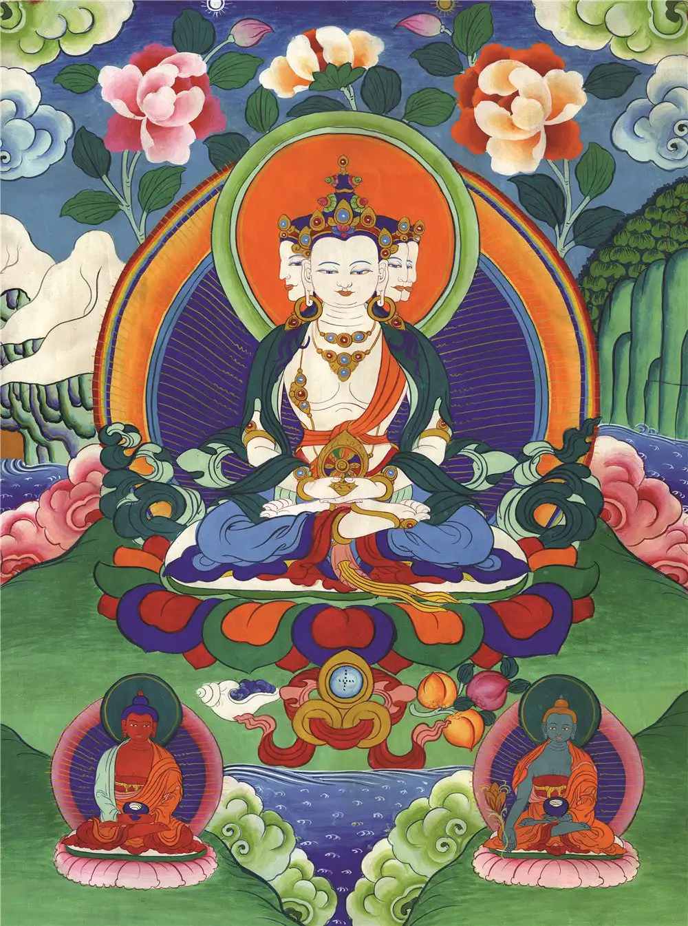 Vairocana Thangka - Mahavairocana (18th Century),Gandhanra Tibetan Buddhist Thangka Art,Giclee Printed and Hand Framed,47