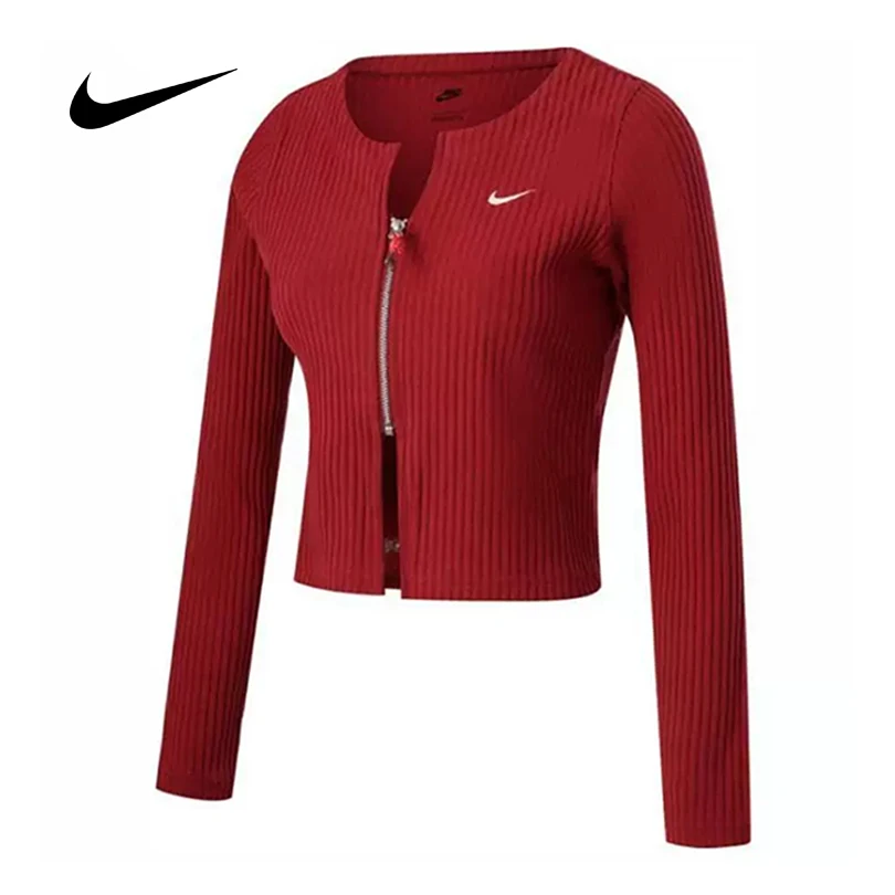 

Женская весенняя спортивная куртка Nike Slim Fit с длинными рукавами и молнией, укороченная, повседневная, HV8459-677