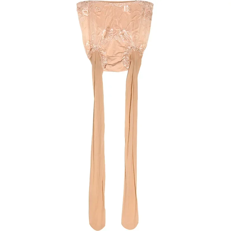 เซ็กซี่ 2 in I ถุงน่องลูกไม้ Lady Legging PLUS ขนาดโปร่งใส Crotchless Hollow Pantyhose ปาร์ตี้คลับ Sex สนุก POLE Dance SM เกม