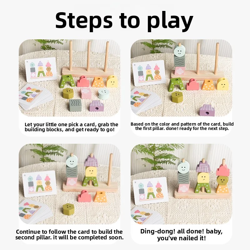 Kinderkarakter creatieve plug-in kolombouwstenen grote deeltjes babyfoto gebouw vroeg onderwijs intellectueel