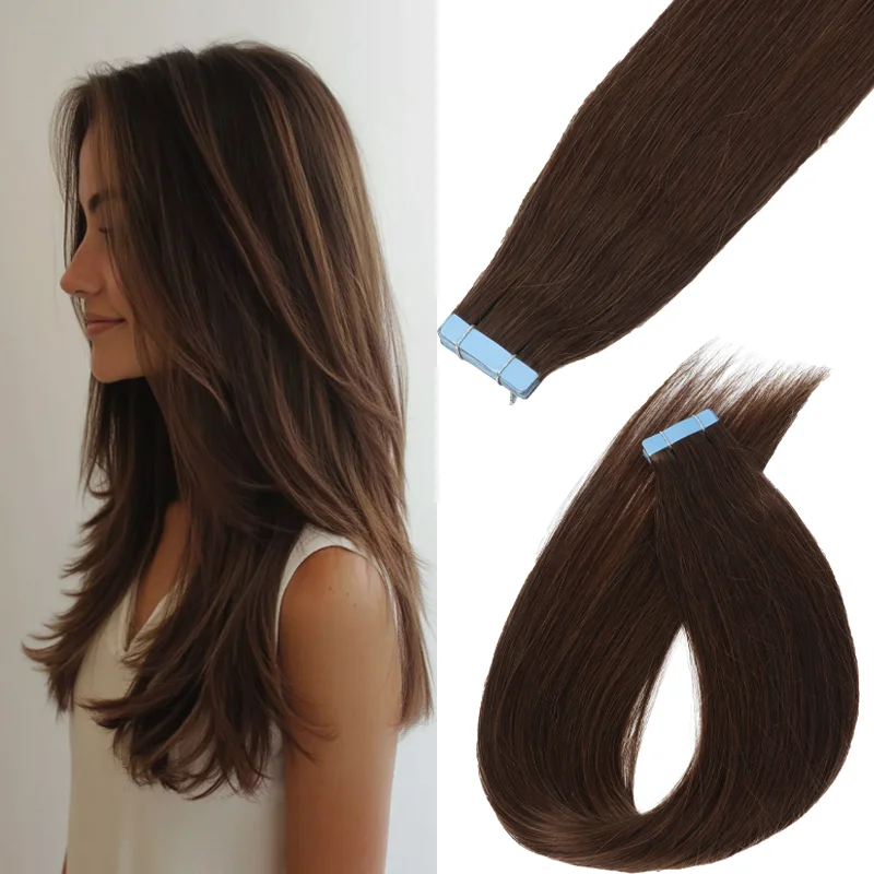 

Высококачественные шелковистые мягкие накладные пряди из натуральных волос Реми, 16-22 дюйма, бесшовные, на ленточной основе, машинной работы, для женщин