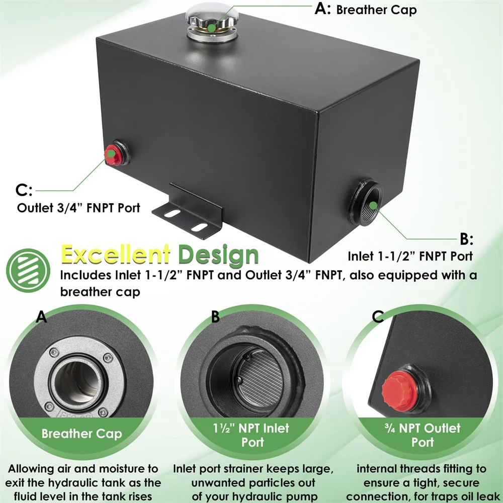 5-galonowy 14-metrowy stalowy zbiornik płynu hydraulicznego z wlotem 1-1/2\