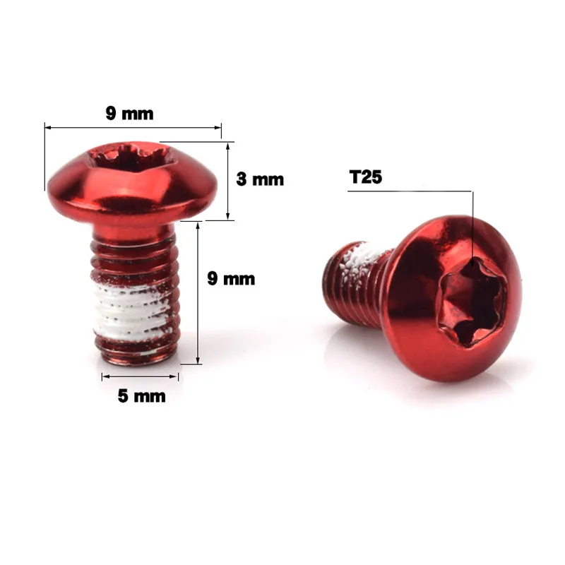 12Pcs M5x9mm T25 Plating Titanium Colorful Non-Slip Bicycle Disc Brake Screws MTB Bike Cycling Accessory