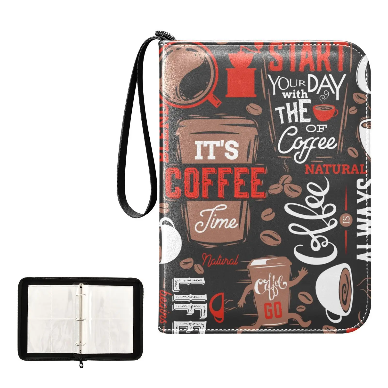 Coffee Beans Card Binder 4 Pocket Card Binder 400 Double Sided Pocket Album for Sport Game Cards Unique Card Collection Storage