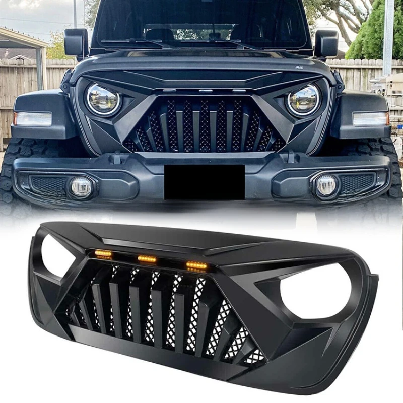Racing Grills For Wrangler Jl 2018-2023 Mecha Mid-grid Restoration Front Bumper Grill Grille Accessories Wrangler  Grids