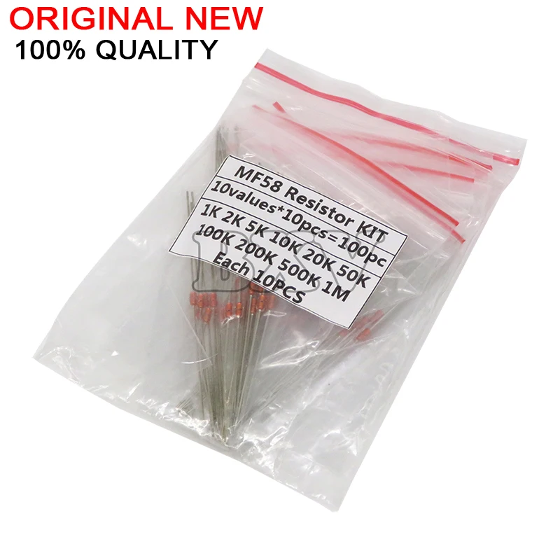 100PCS=10value*10PCS  NTC Thermistor Resistor Kit Ntc-mf58 1k 2k 5k 10k 20k 50k 100k 200k 500k 1m +/-5% 3950b Resistor Kit NEW