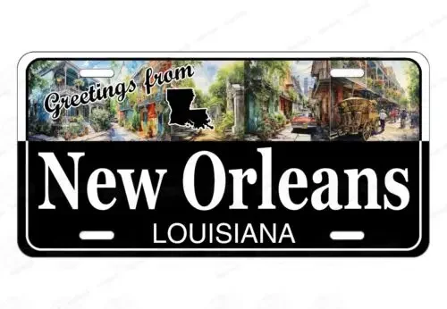 New Orleans Louisiana Greetings from Custom License Plate Auto ATV MOPED bike Aluminum