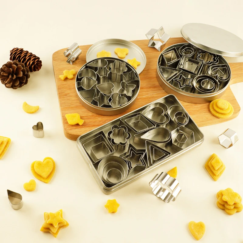 

12/30 шт., набор мини-формочек для печенья из нержавеющей стали, инструменты для выпечки геометрической формы для печенья, помадки, кухонные принадлежности для выпечки