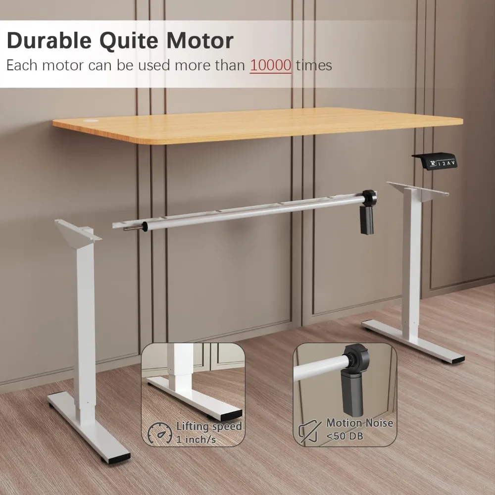 مكتب مستقيم قابل للتعديل بارتفاع كهربائي، 55 × 24 بوصة، مكتب جلوس مستقيم، كمبيوتر مكتبي منزلي، مكتب مكتب، إعداد الذاكرة المسبقة