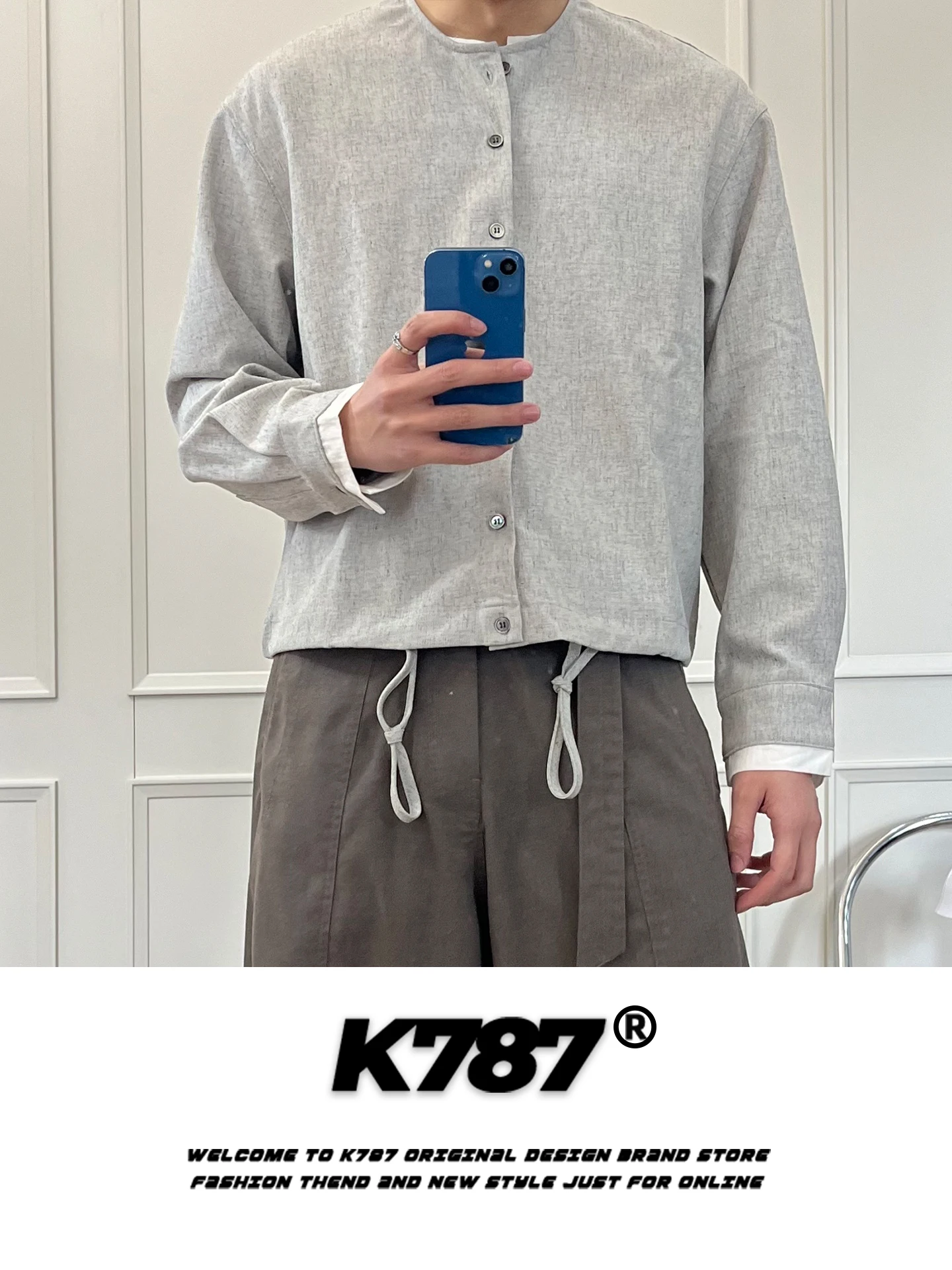 

Куртка-кардиган K787 в американском ретро-стиле, свободного кроя, повседневная, весенняя, молодежная, из смесового полиэстера