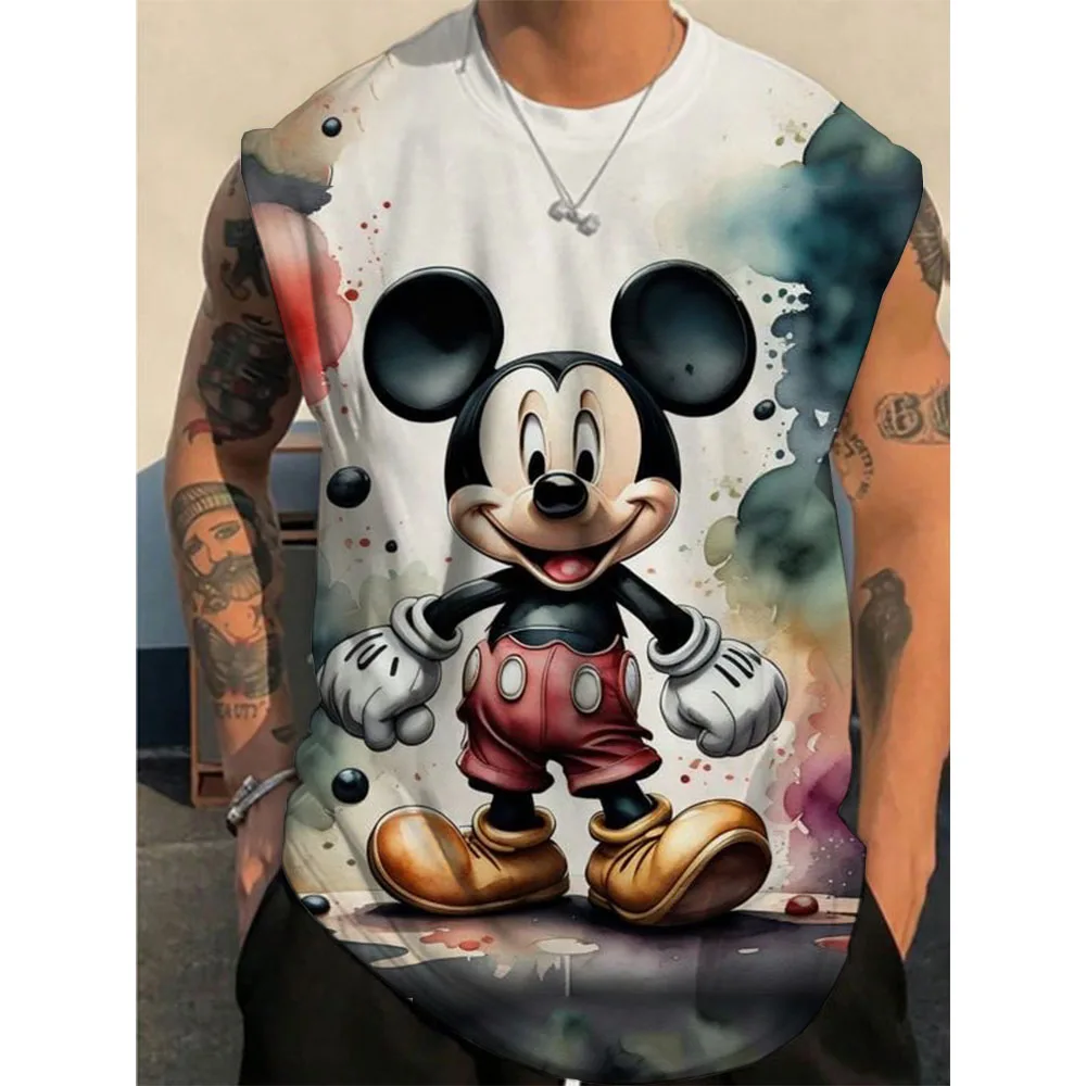 Disney Mickey Mouse PatternTank Top Gym Clothing Men Summer Streetwear Basketball Vest Quick Drying Sleeveless T-Shirt Y2k Tops