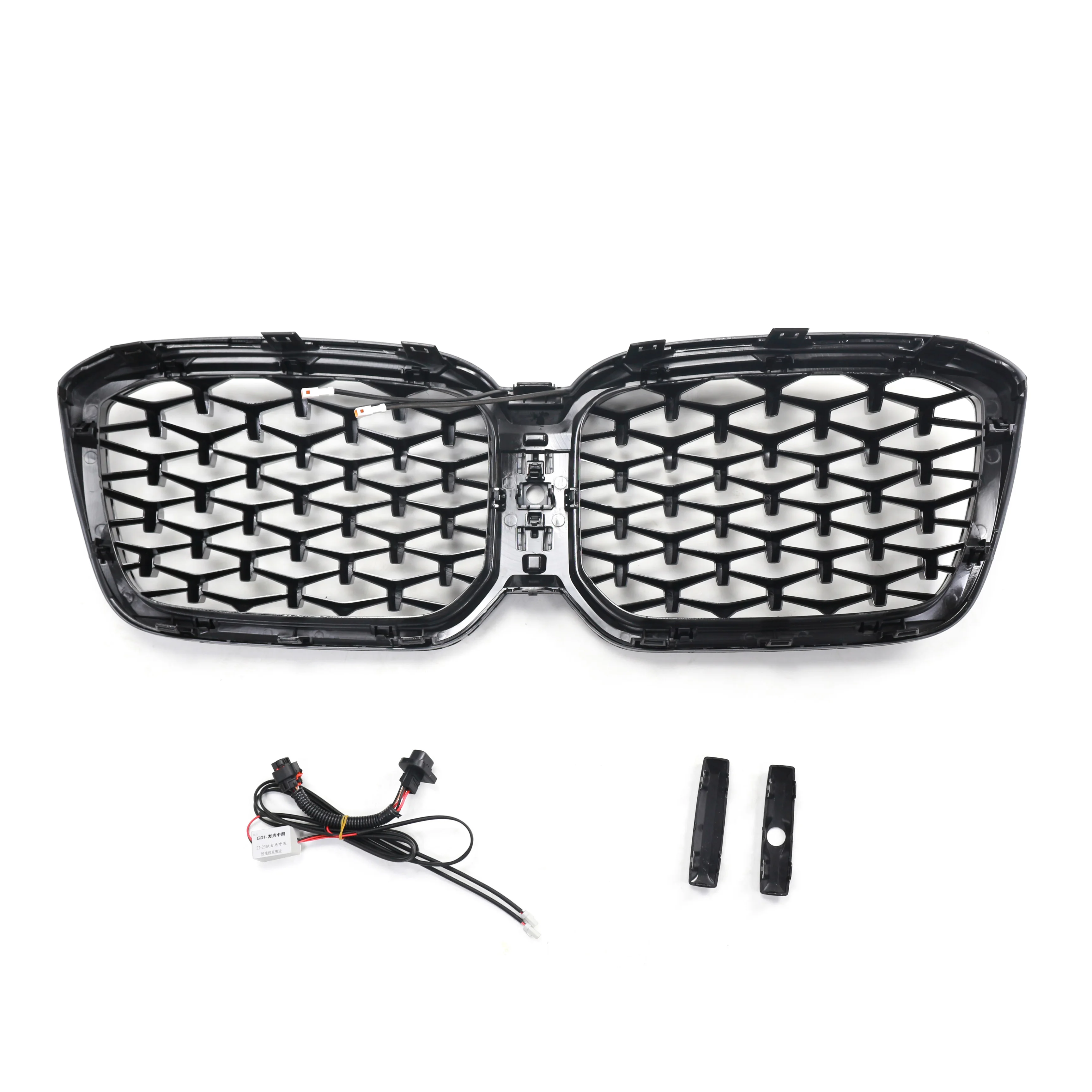 Abs Plastic Bumper Grille Car Front Bumper Grille Diamond Meteor Style Grille With Led Light For Bmw X3 G08 2022 2024