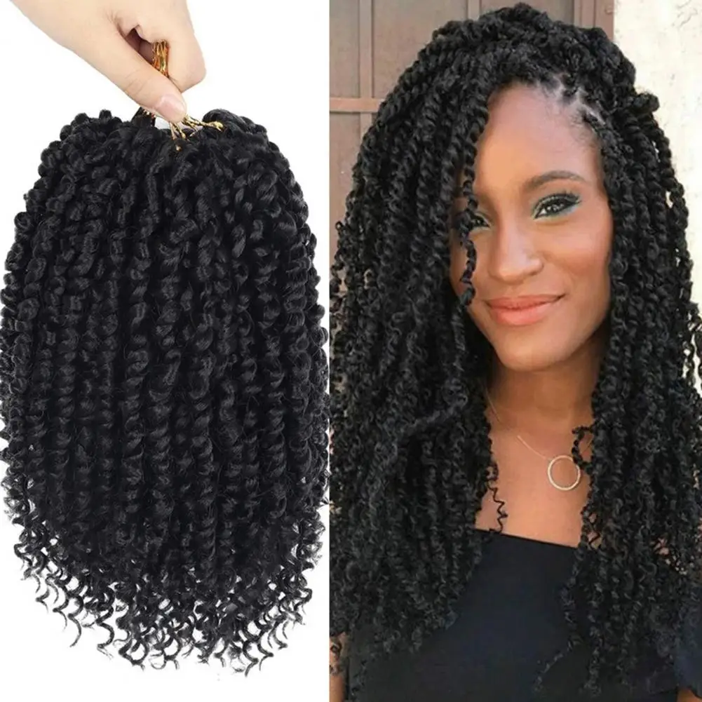 14-Inch Women Long Afro Curly Wig Spring Twist Crochet Hair Braids Natural Looking Soft Fluffy Ladies Kinky Braiding Synthetic H