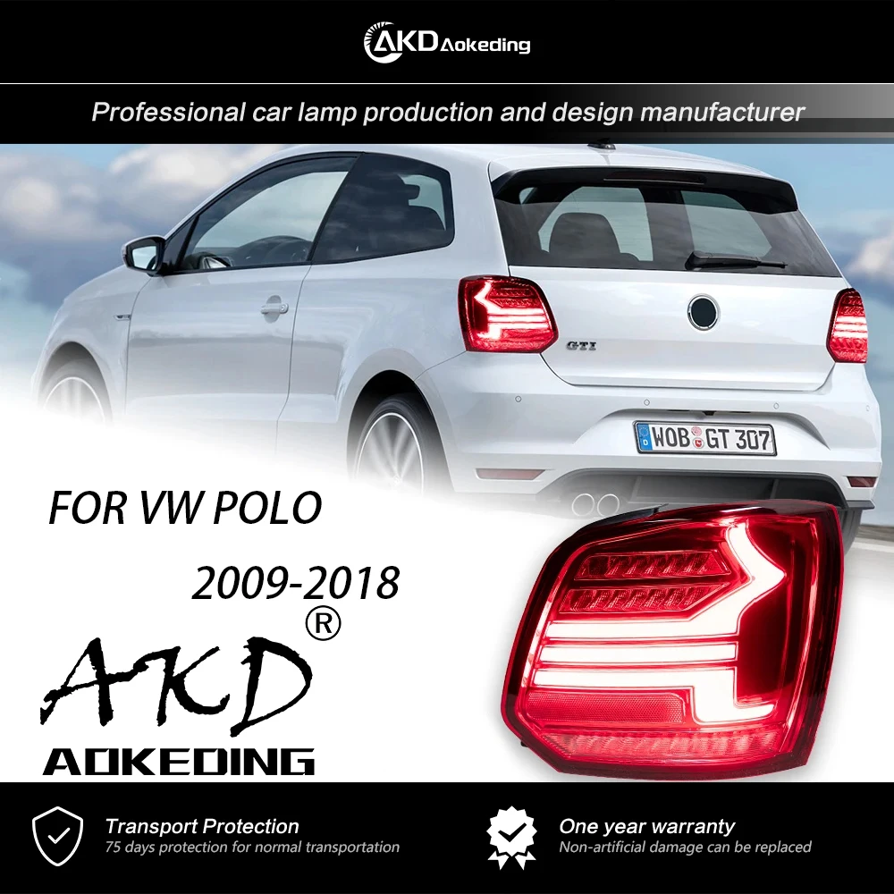 AKD Tail Lamp for VW Polo Tail Light 2010-2019 Polo LED Raer Lamp LED DRL Assembly Upgrade Dynamic Signal Auto Accessories 2PCS