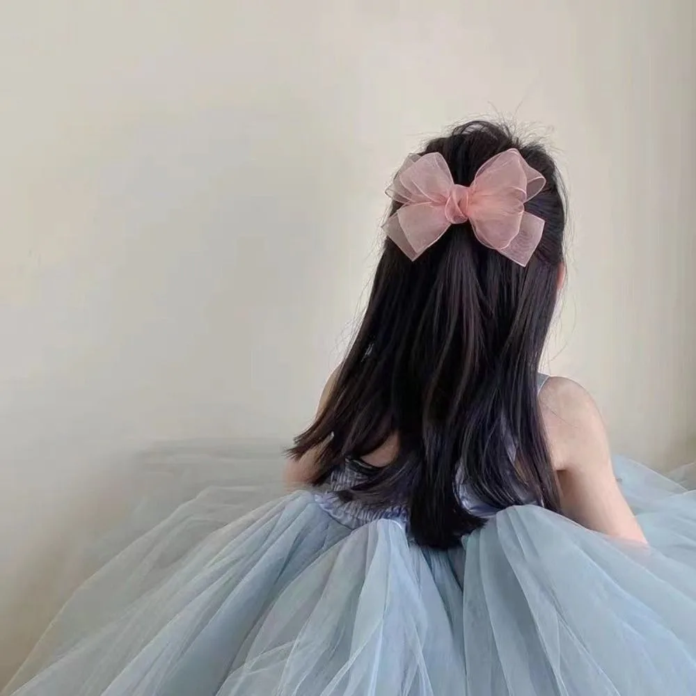 أنيقة شبكة الشاش الأميرة القوس الأطفال مشبك شعر لطيف عدم الانزلاق الطفل دبابيس الشعر بلون أعلى مقاطع إكسسوارات الشعر #2