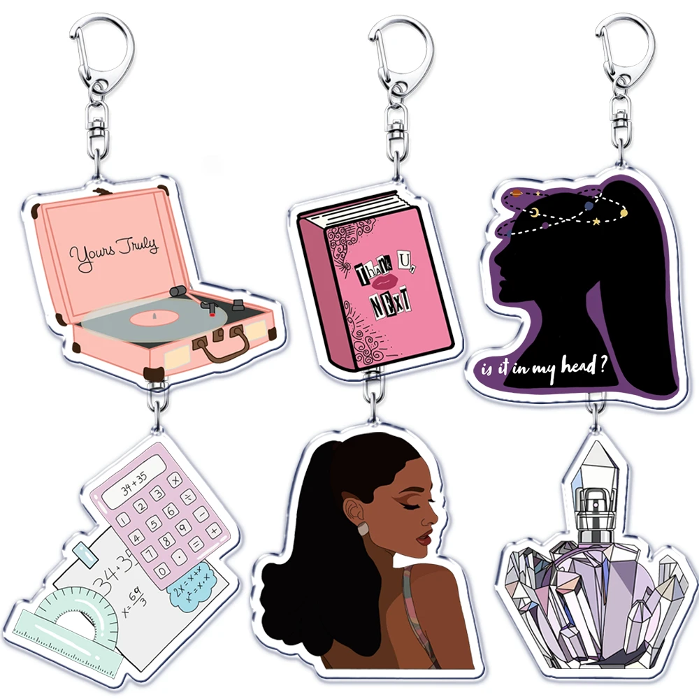 Popular Female Singer Keychains for Accessories Thank U Next Positions Sweetener Eternal Sunshine Jewelry Keyrings Fans Gifts