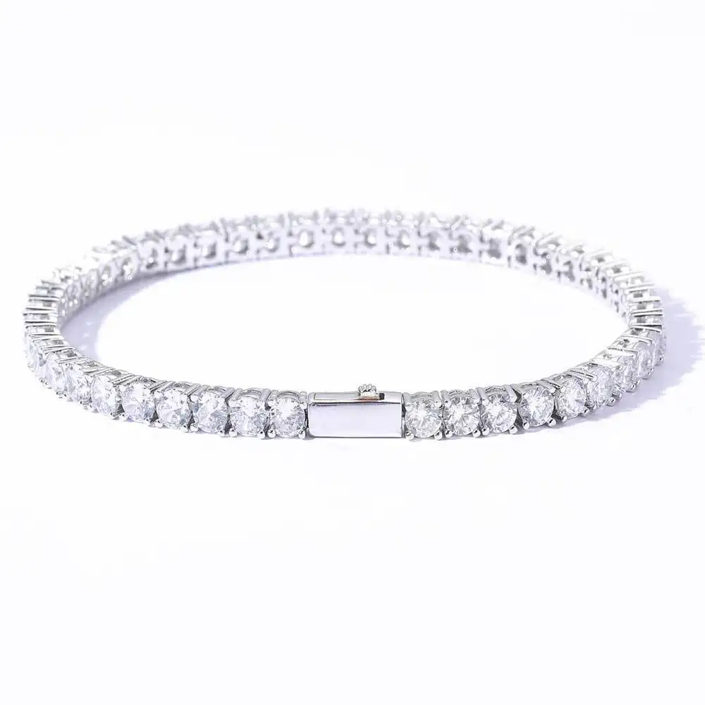 4-5mm Trend lovers,the unisex Full Diamond Tennis Chain Bracelet features PT950 Platinum base and glittering artificial diamonds