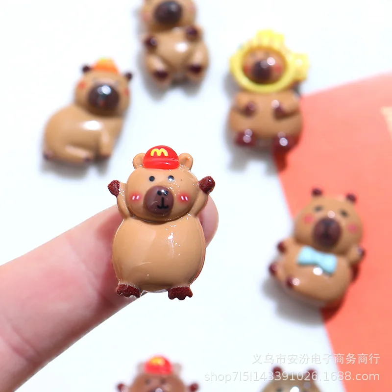 DW60 5pcs Kawaii Cartoon Capybara Resin Charms Flatback Animal Handmade Pendant DIY Jewelry Make Decoration Trend Accessories