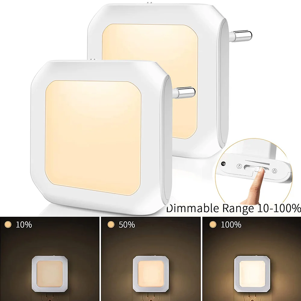 

EU UK US Plug in Dimmable Night Lights Auto Dusk to Dawn Sensor Lamp Wireless Bedroom Nightlights Hallway Stairs LED Wall Lamp