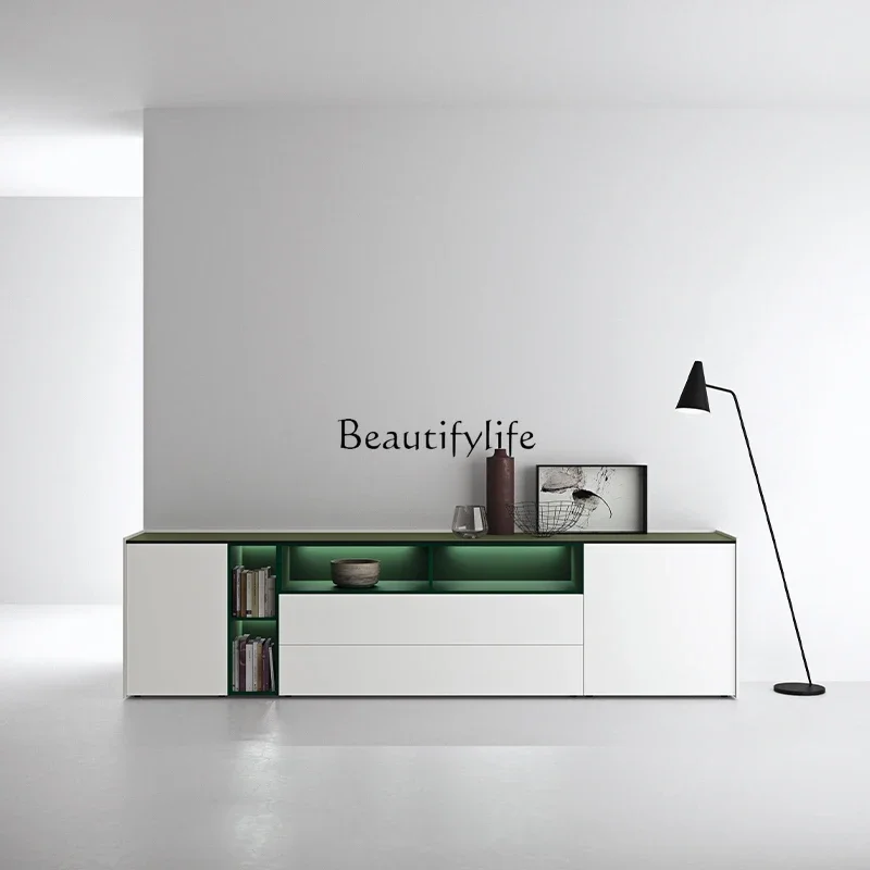

LJYItalian minimalist paint TV cabinet simple light luxury Nordic living room storage floor cabinet